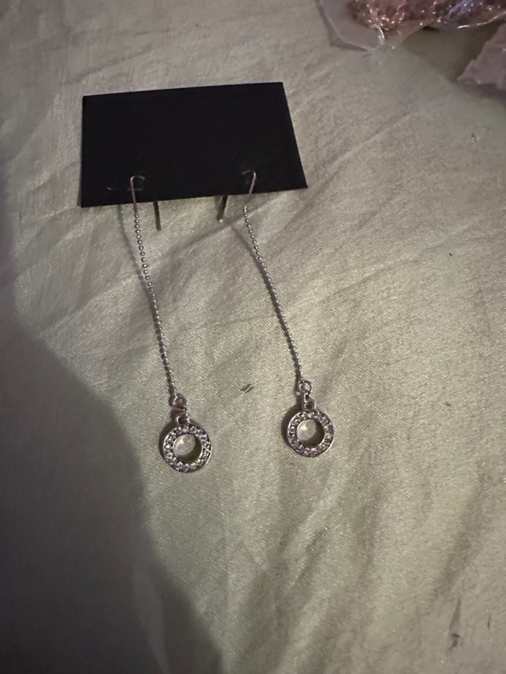 Guess by Marciano Silver Threader Earrings with Pavé Circle Drops
